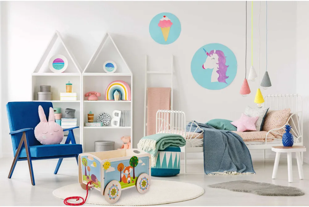 Carrello per Bambini - Volpe Portagiochi per Cameretta