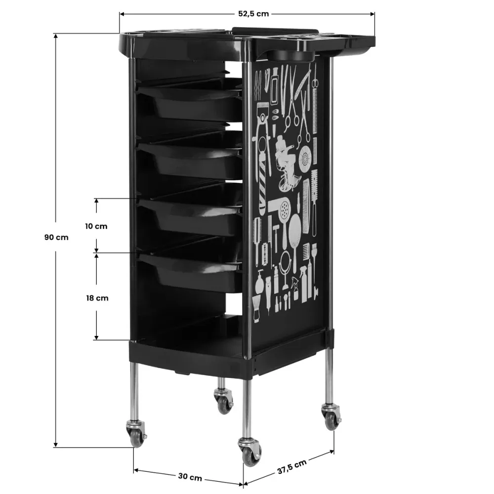 Carrello per parrucchiere Gabbiano X11-9 con Grafica Bianca