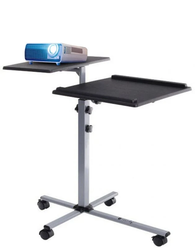 Carrello per Proiettore e Notebook Due Ripiani Regolabile Altezza