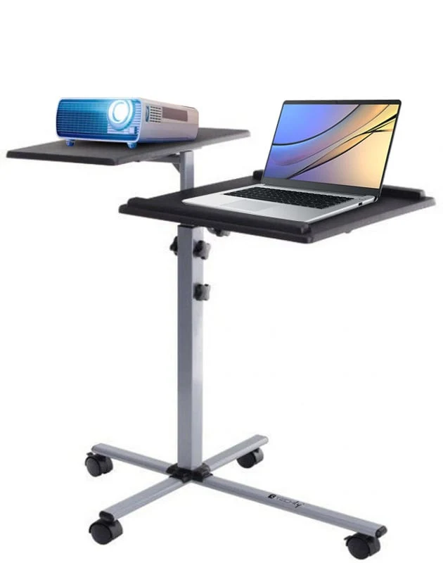 Carrello per Proiettore e Notebook Due Ripiani Regolabile Altezza