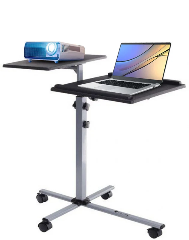 Carrello per Proiettore e Notebook Due Ripiani Regolabile Altezza