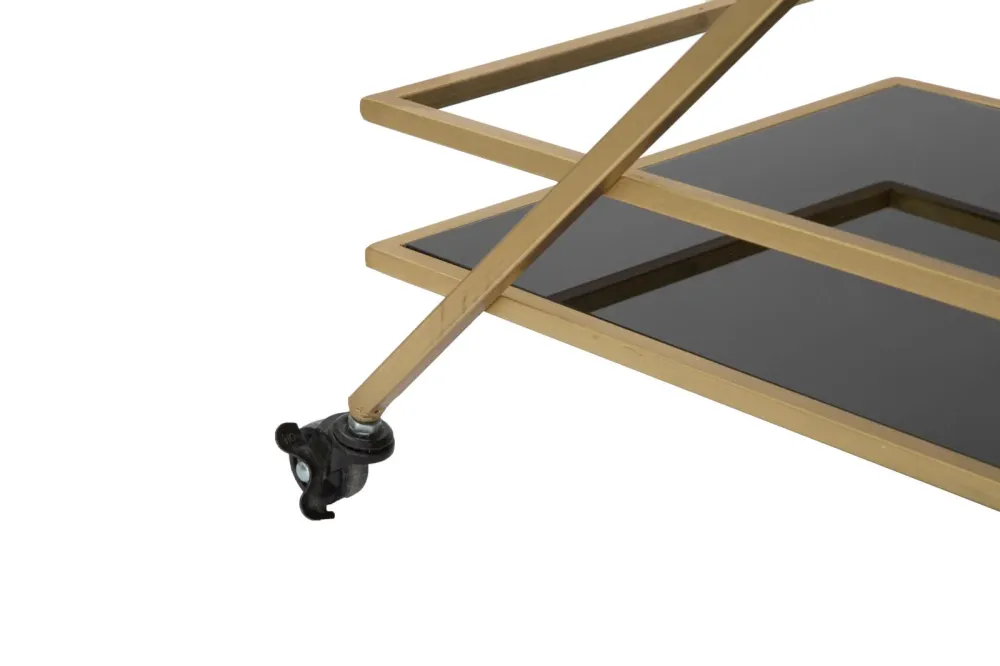 Carrello "Piramid" 2 ripiani struttura ferro color oro con ruote per interni