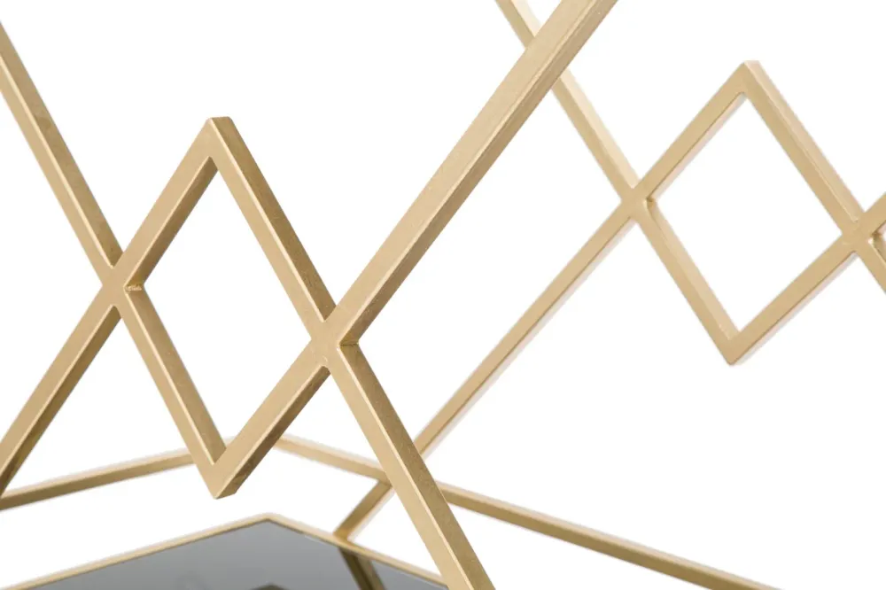 Carrello "Piramid" 2 ripiani struttura ferro color oro con ruote per interni