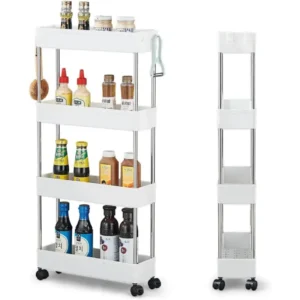 Carrello Portaoggetti 4 Livelli Salvaspazio 4 Ruote Scaffale Per Cucina Bagno