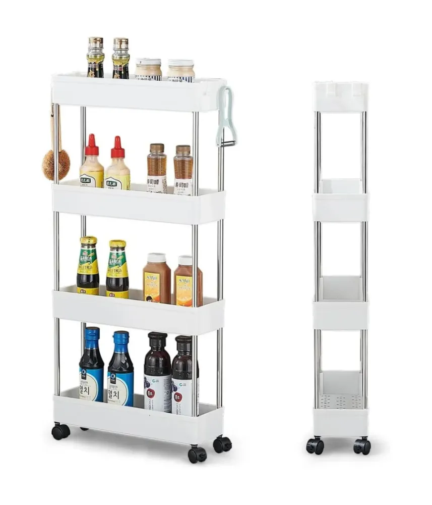 Carrello Portaoggetti 4 Livelli Salvaspazio 4 Ruote Scaffale Per Cucina Bagno