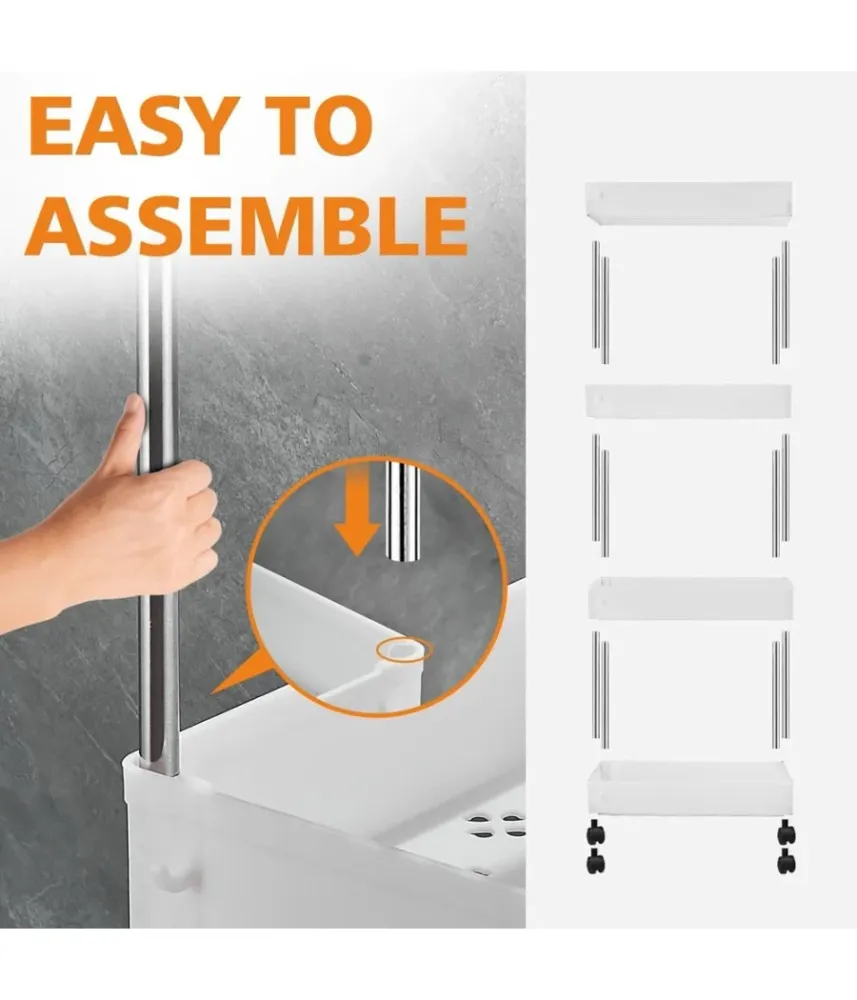 Carrello Portaoggetti 4 Livelli Salvaspazio 4 Ruote Scaffale Per Cucina Bagno