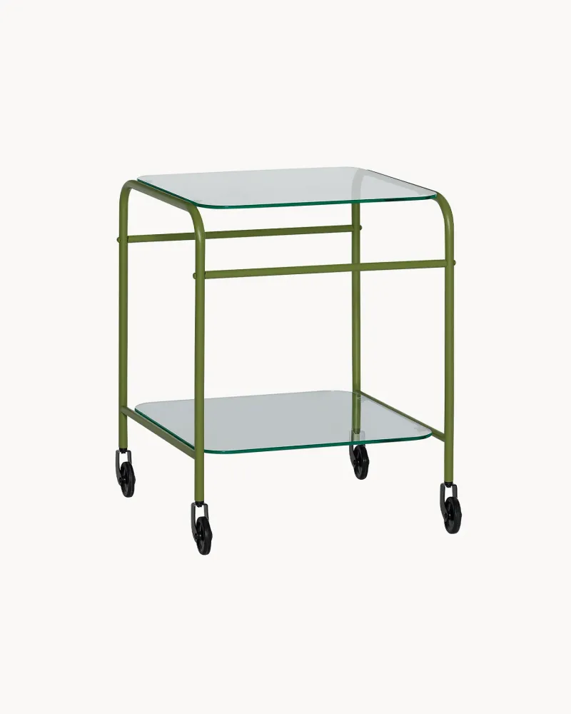 Carrello portaoggetti vetro e metallo Zephyr