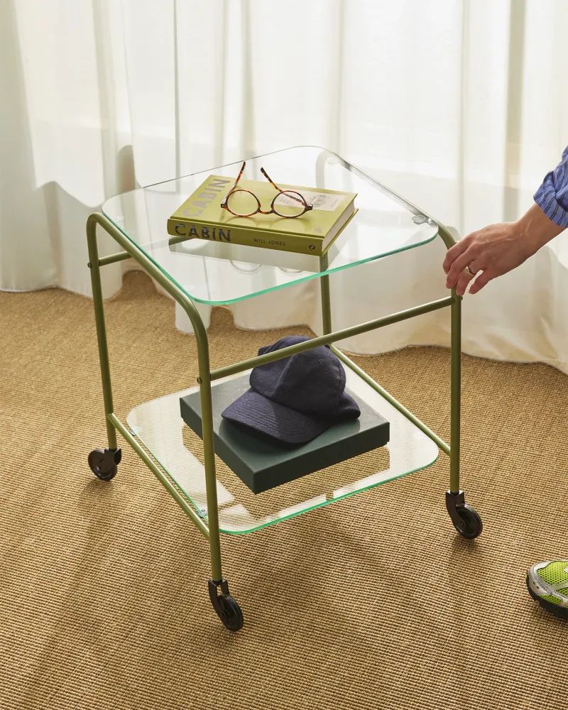 Carrello portaoggetti vetro e metallo Zephyr