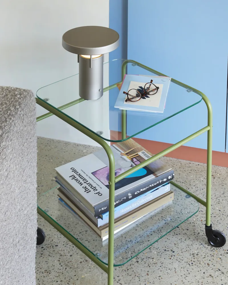 Carrello portaoggetti vetro e metallo Zephyr