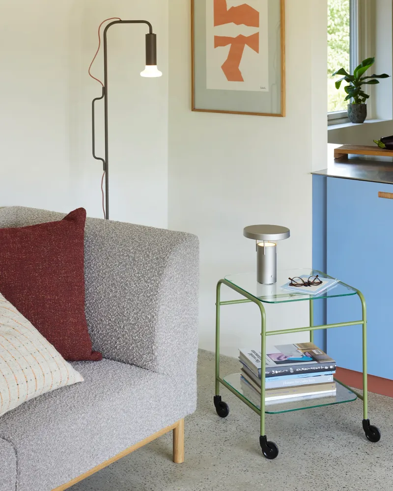 Carrello portaoggetti vetro e metallo Zephyr