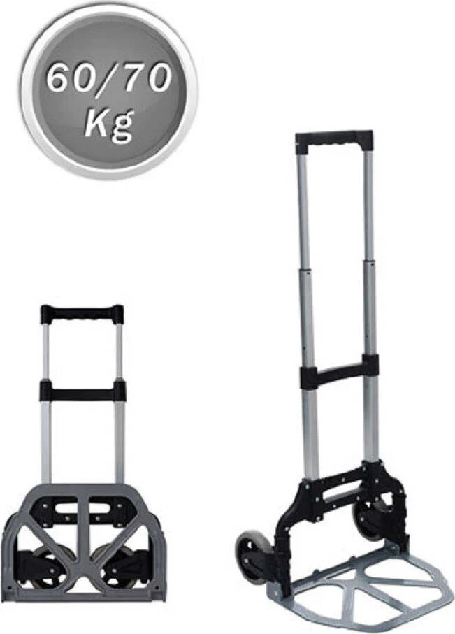 Carrello Portapacchi Alluminio Pieghevole Richiudibile Portata Max 70 Kg 2 Ruote