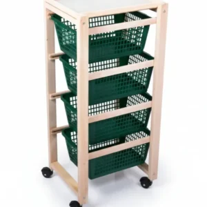 Carrello Portatutto Ercolino Legno Naturale Con Ruote Cm.37X30X85H.