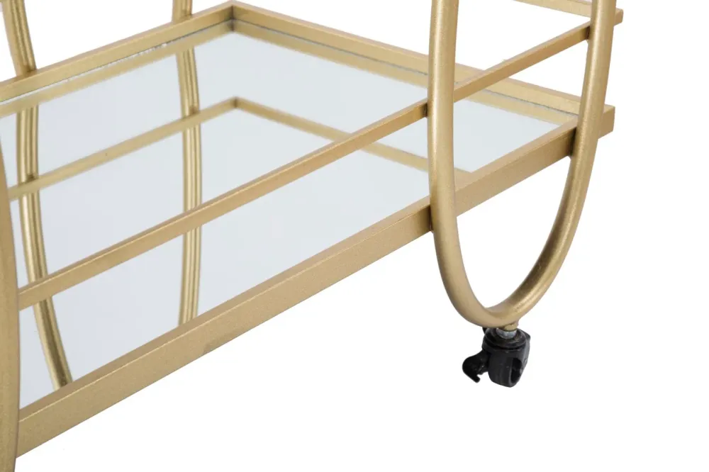 Carrello "Ribbon" struttura ferro color oro con ruote e 2 ripiani per interni