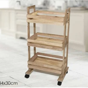 Carrello 3 ripiani con manici 44x30xh82cm legno