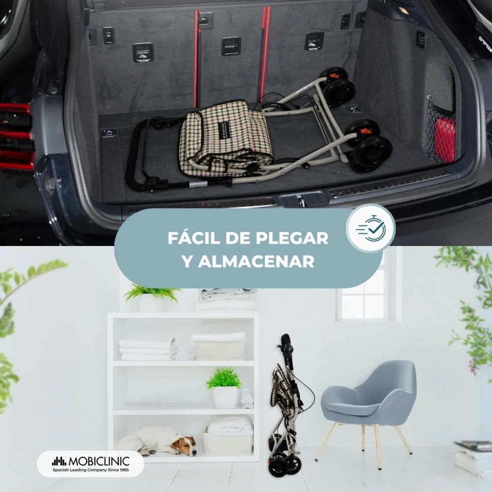 Carrello spesa deambulatore per anziani| 4 ruote | Pieghevole | Con borsa | Con freni| Con quadri| Coliseo | Mobiclinic