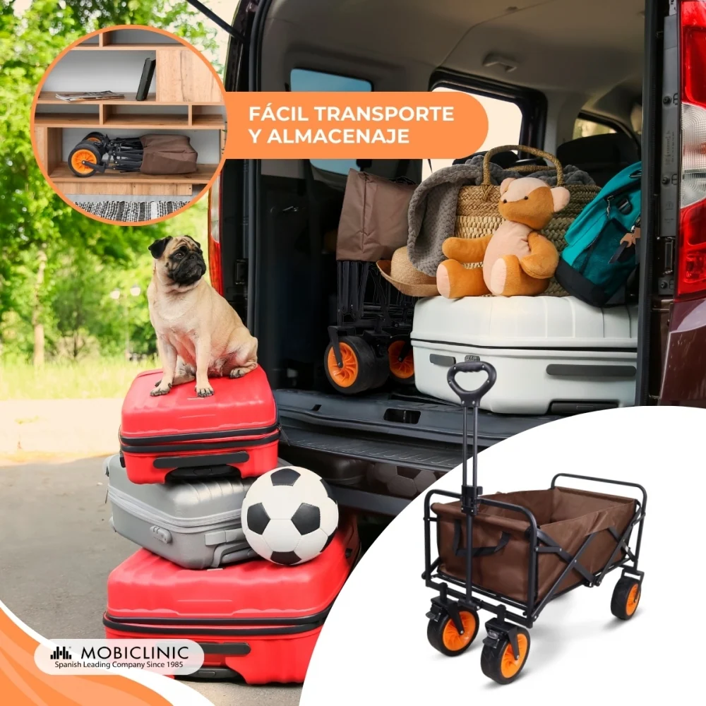 Carrello trasporto giardino spiaggia |Maniglia regolabile |94x56,5x77cm|Pieghevole |Ruote larghe 360° | Duna Pro Plus|Mobi...