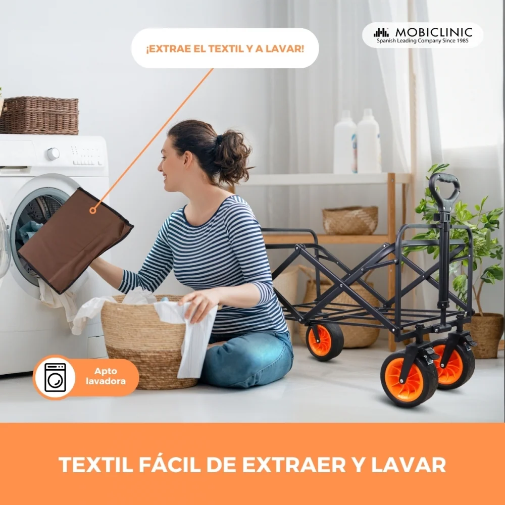 Carrello trasporto giardino spiaggia |Maniglia regolabile |94x56,5x77cm|Pieghevole |Ruote larghe 360° | Duna Pro Plus|Mobi...