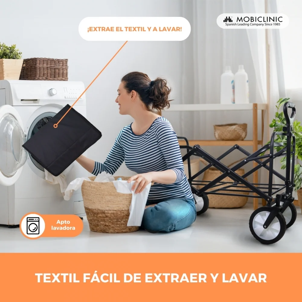 Carrello da trasporto spiaggia giardino | Maniglia regolabile | 85x54,5x75 cm | Pieghevole | Ruote 360° | Duna Pro | Mobic...