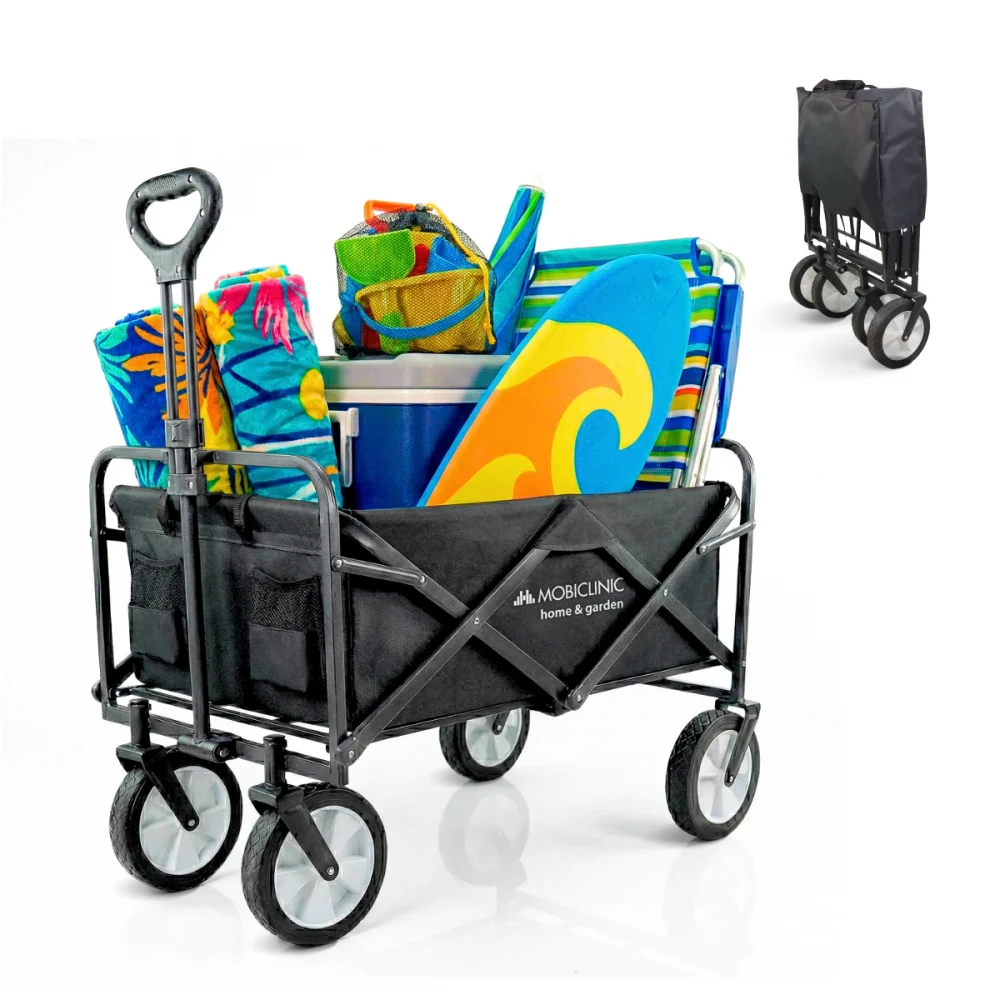 Carrello da trasporto spiaggia giardino | Maniglia regolabile | 85x54,5x75 cm | Pieghevole | Ruote 360° | Duna Pro | Mobic...