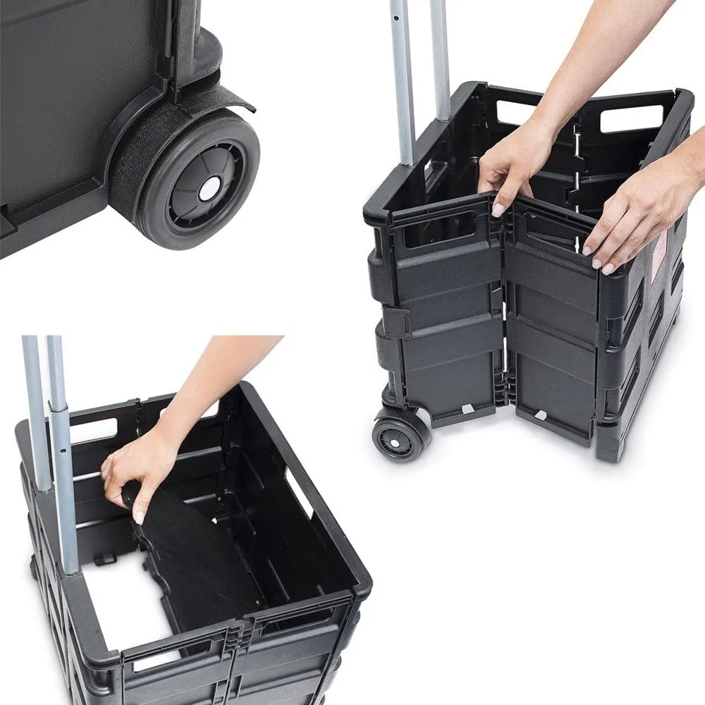 Carrello Trolley per Spesa Richiudibile Valigetta Manico Regolabile e 2 Ruote