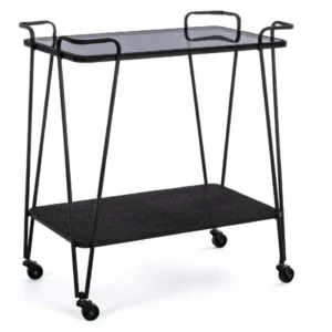 Carrello "Zaira" acciaio piano vetro temperato h 68 cm
