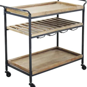 CARTY - carrello con ruote industrial legno e metallo Nero Milani Home