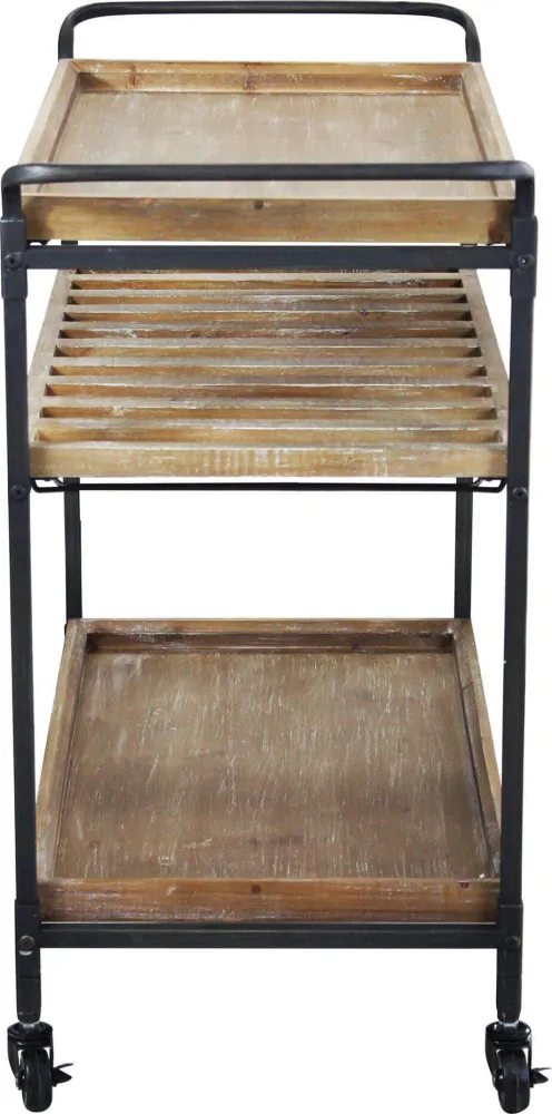CARTY - carrello con ruote industrial legno e metallo Nero Milani Home