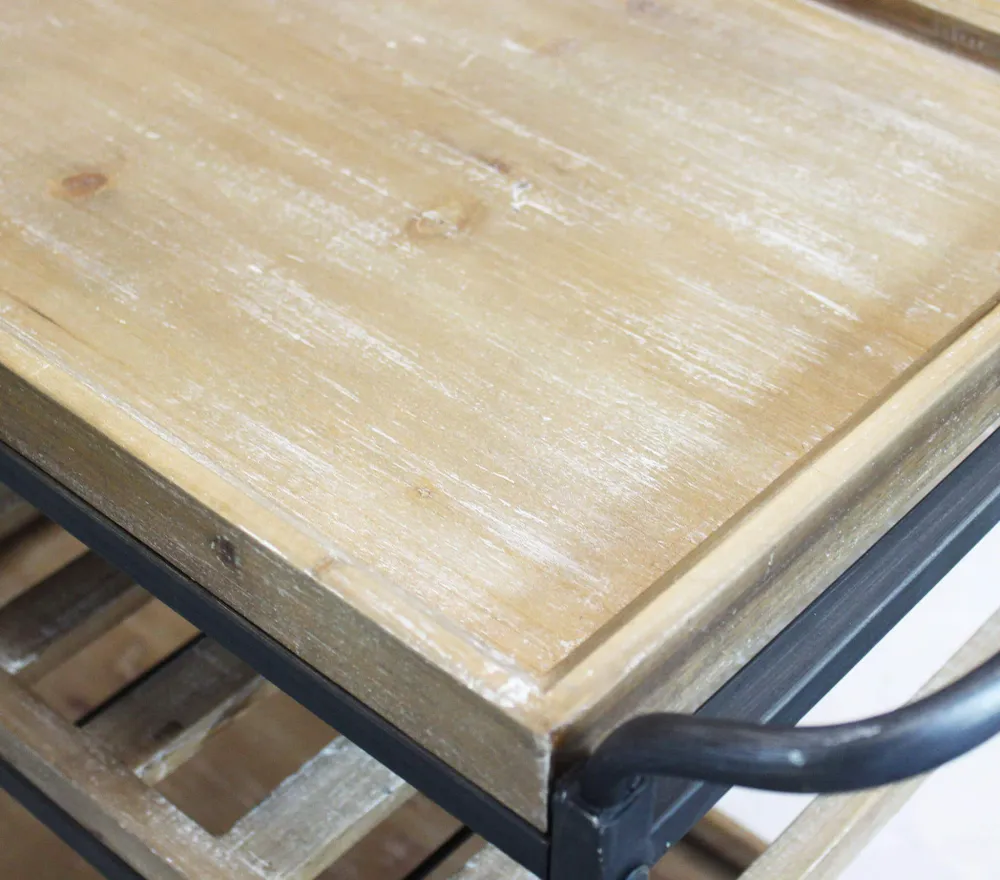 CARTY - carrello con ruote industrial legno e metallo Nero Milani Home