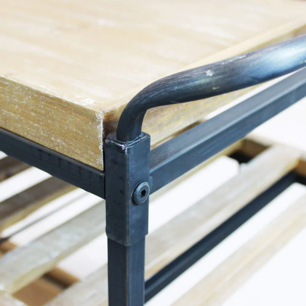 CARTY - carrello con ruote industrial legno e metallo Nero Milani Home