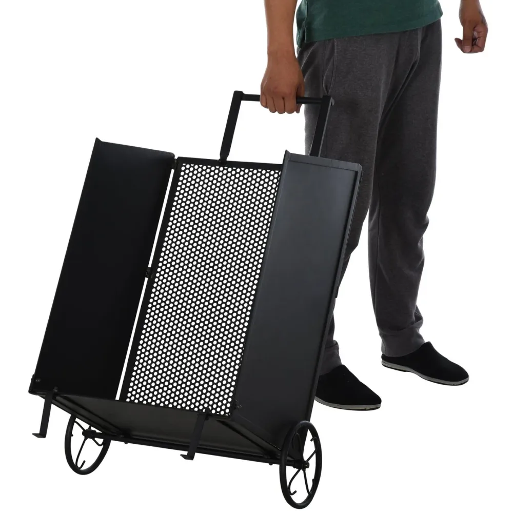 EASYCOMFORT Carrello Portalegna Ferro Nero con 2 Ruote per Interni o Esterni