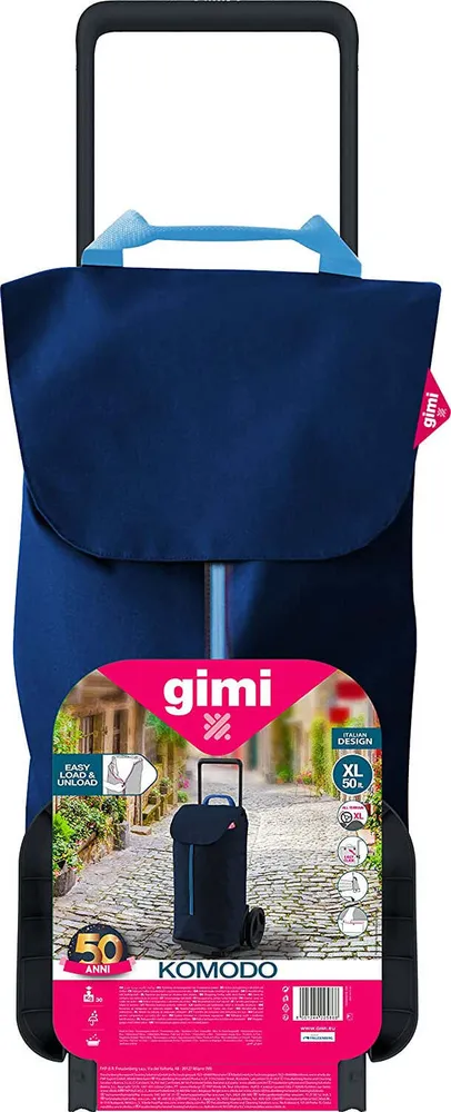 GIMI Komodo Carrello Portaspesa, Acciaio e Poliestere, Blu, 50 Litri