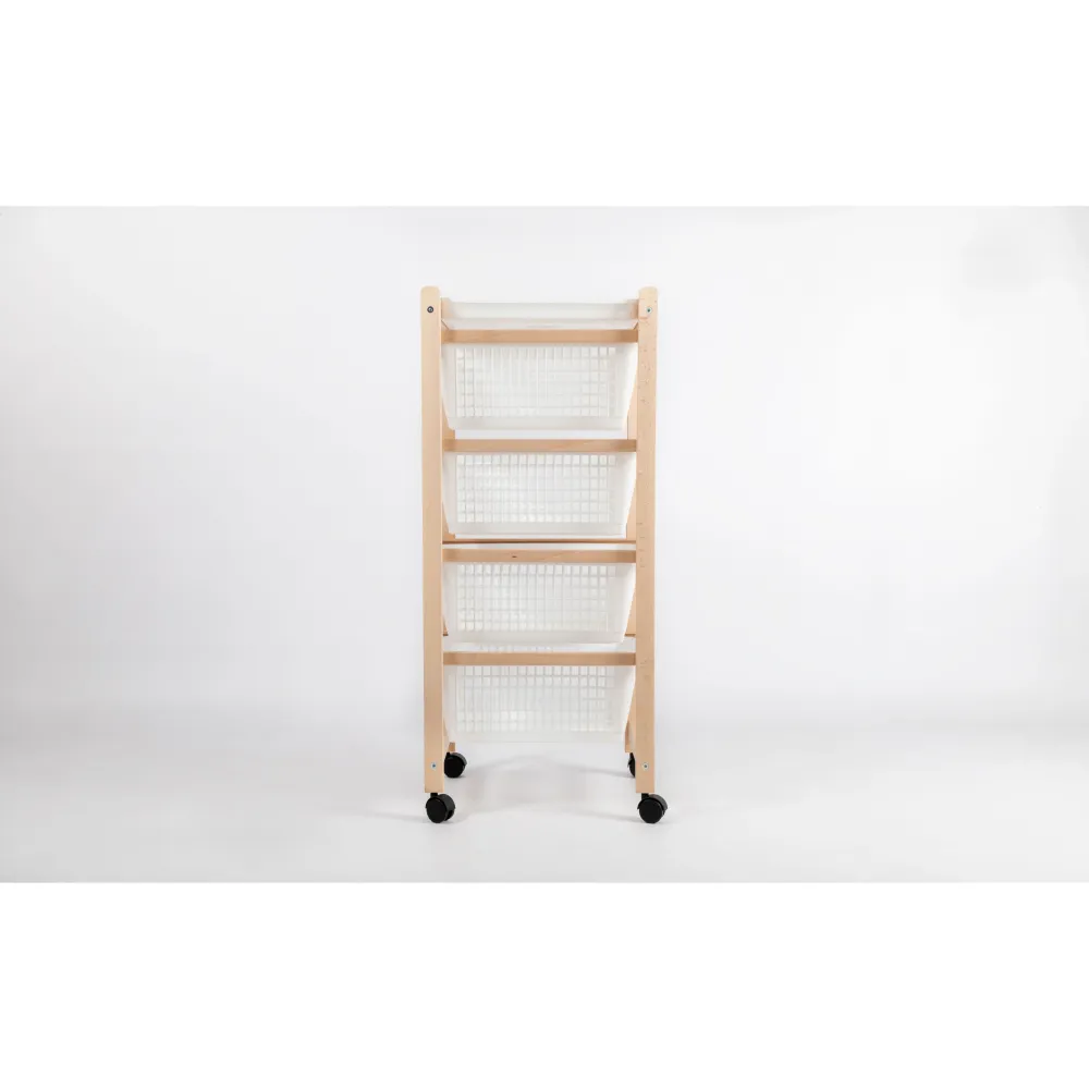 Inca Carrello Da Cucina Salvaspazio Legno Di Faggio Con 4 Ceste Colore Naturale