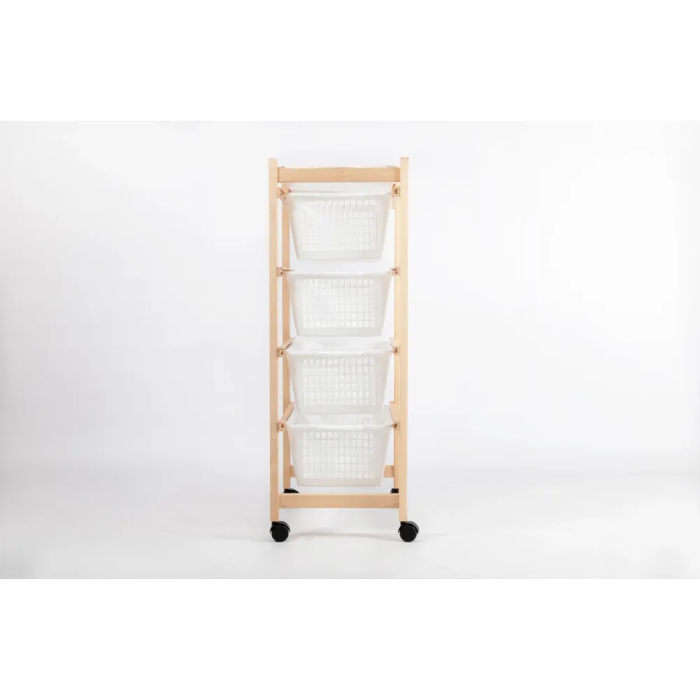 Inca Carrello Da Cucina Salvaspazio Legno Di Faggio Con 4 Ceste Colore Naturale