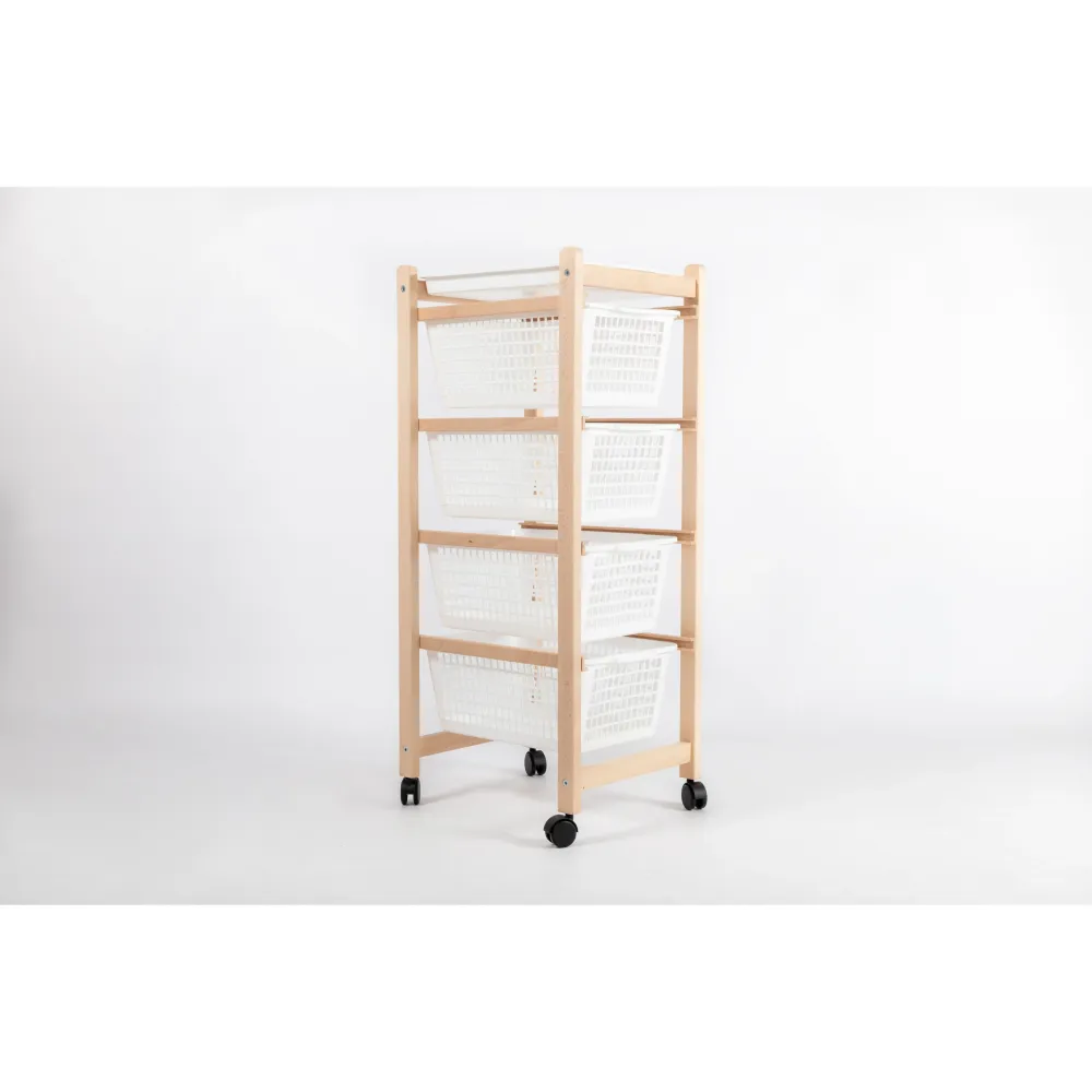 Inca Carrello Da Cucina Salvaspazio Legno Di Faggio Con 4 Ceste Colore Naturale