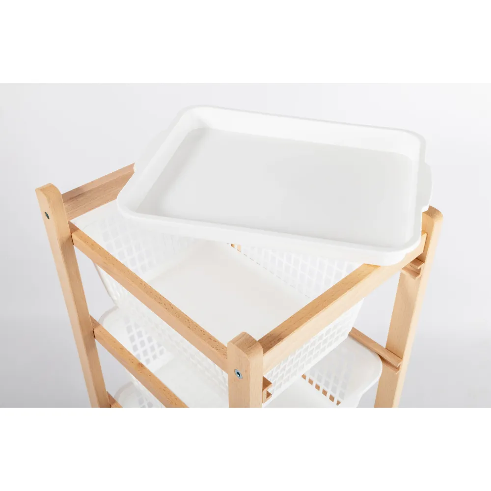 Inca Carrello Da Cucina Salvaspazio Legno Di Faggio Con 4 Ceste Colore Naturale