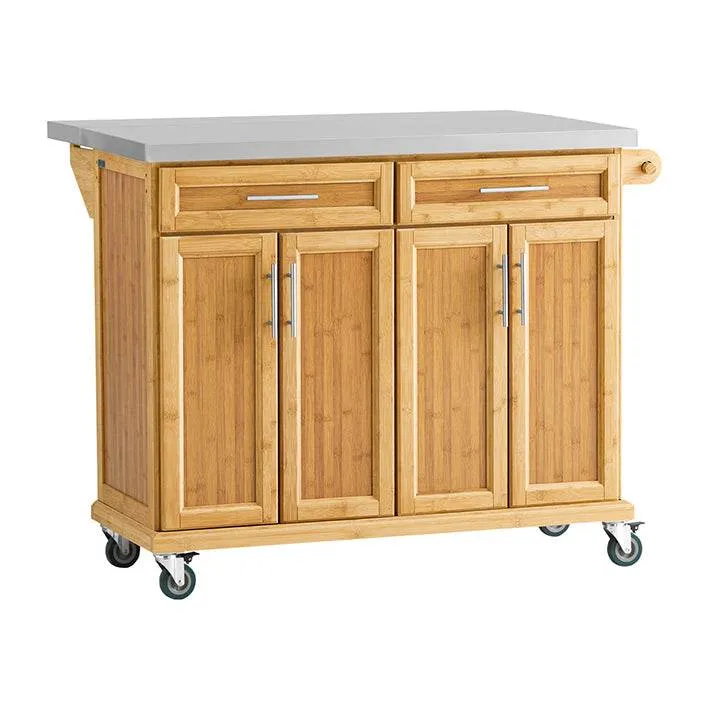 isola cucina | Carrello da cucina con piano di lavoro estensibile | mobiletto cucina bambù