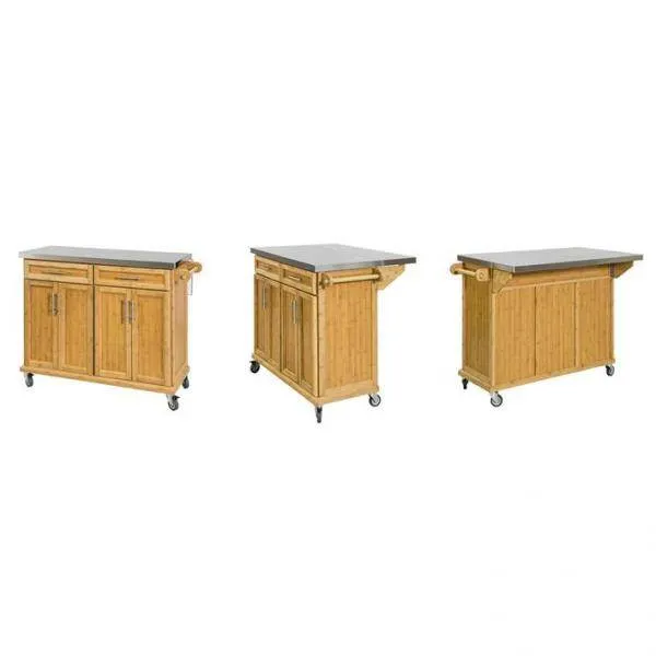 isola cucina | Carrello da cucina con piano di lavoro estensibile | mobiletto cucina bambù