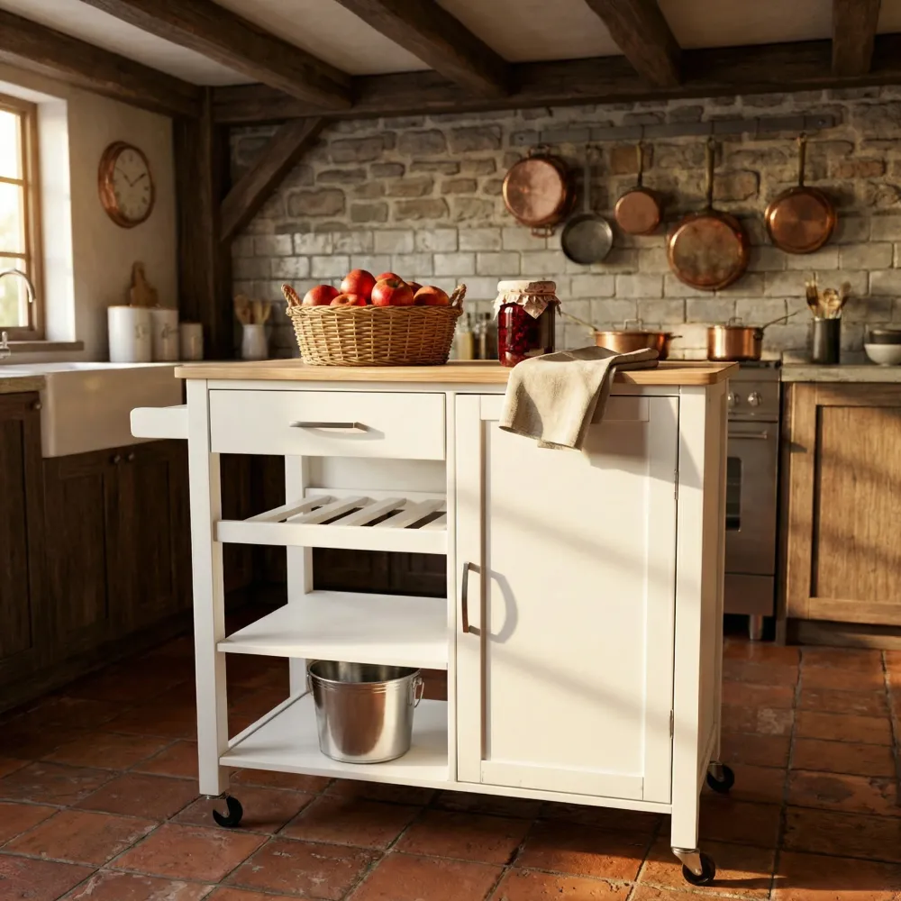 LuminaPrep XXL – carrello cucina compatto con piano effetto rovere 105,5 cm
