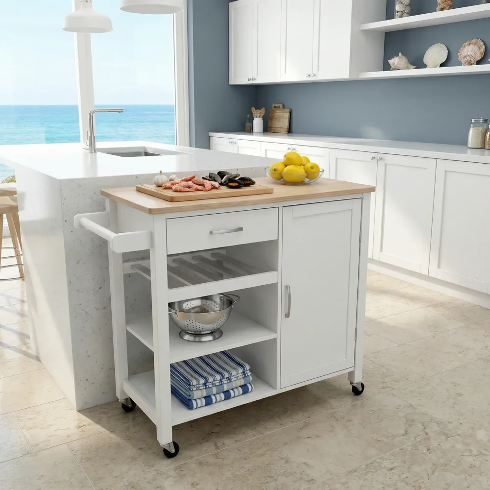 LuminaPrep XXL – carrello cucina compatto con piano effetto rovere 105,5 cm