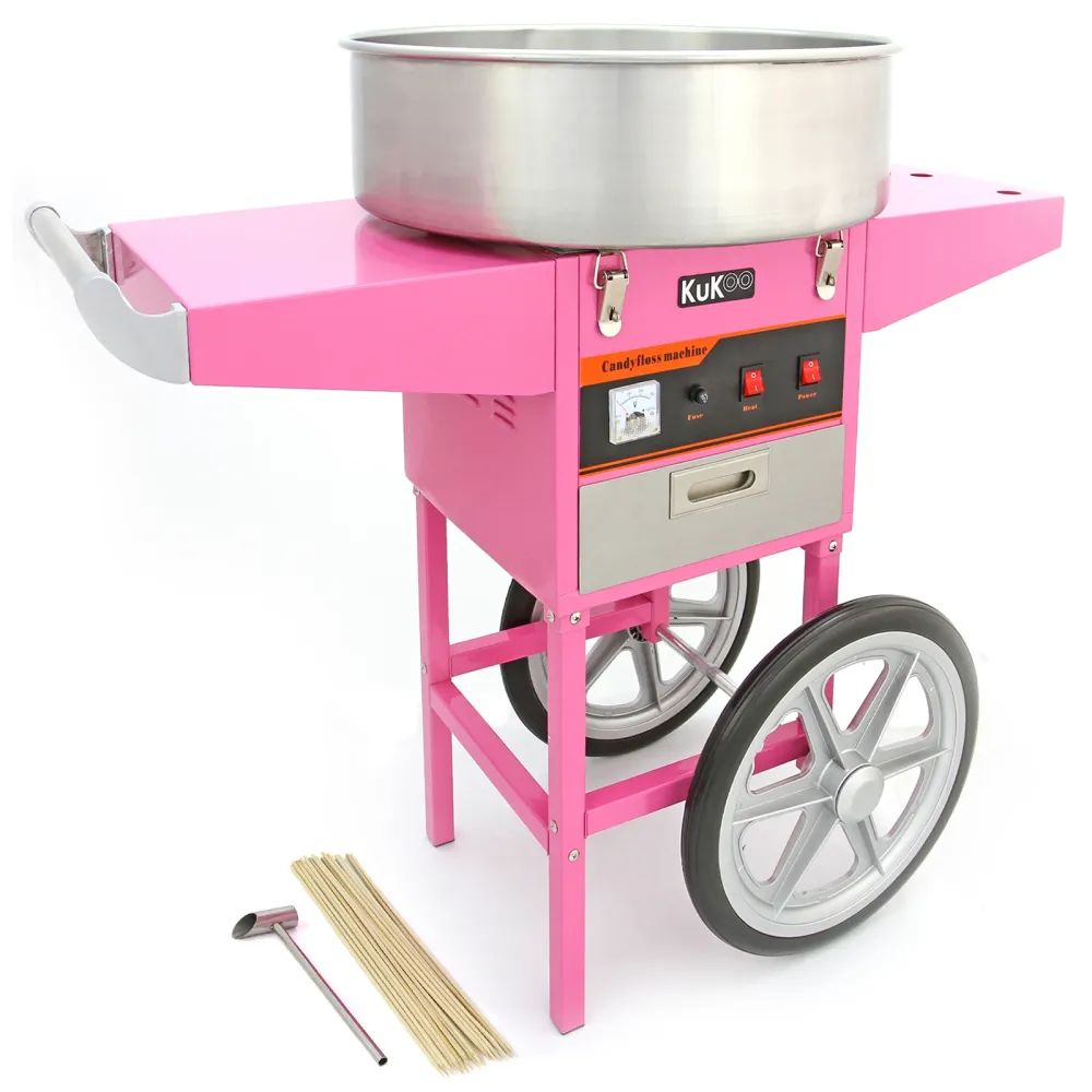 Macchina Zucchero Filato Vintage Rosa con Carrello 50 cm Kukoo