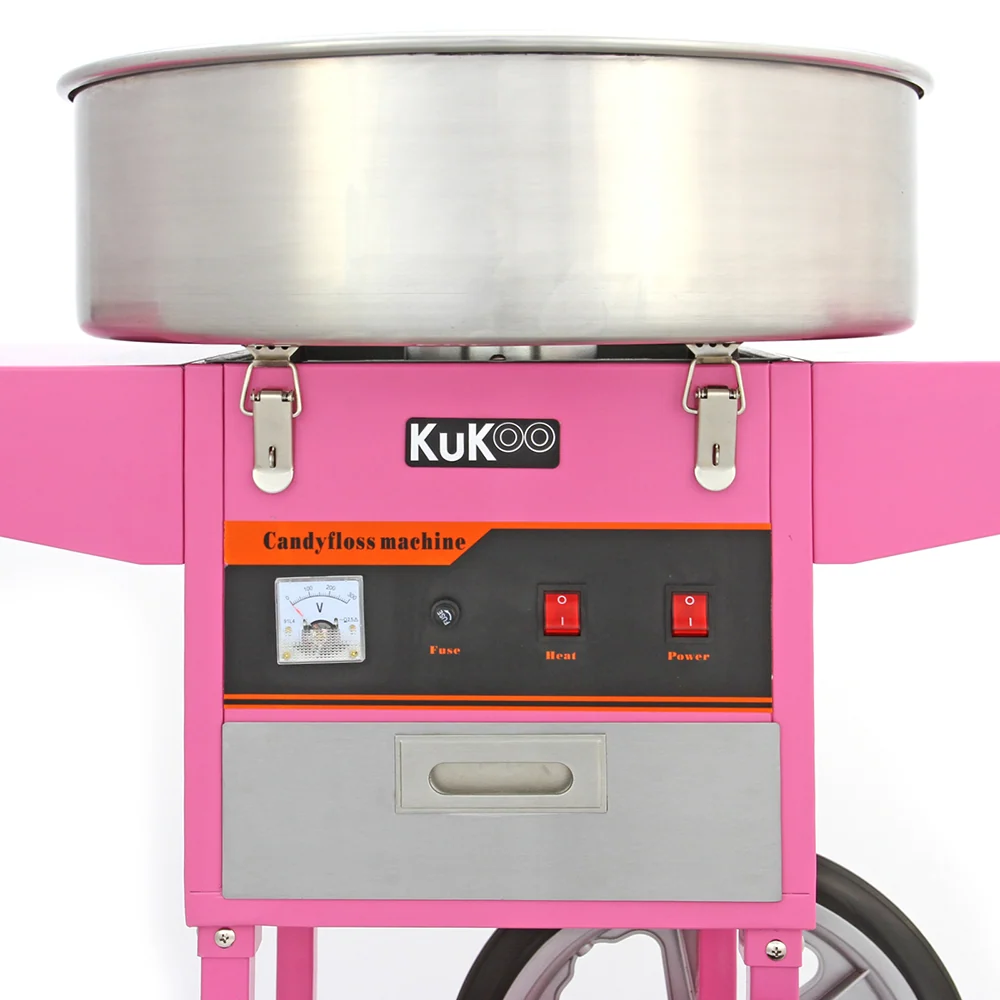 Macchina Zucchero Filato Vintage Rosa con Carrello 50 cm Kukoo