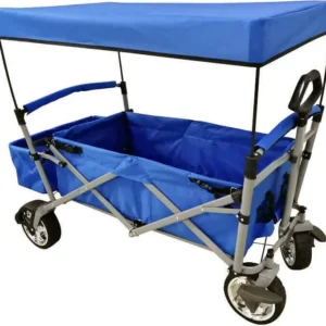 MANTOVA - carrello da spiaggia e campeggio pieghevole con tettuccio e portaoggetti Blu Milani Home