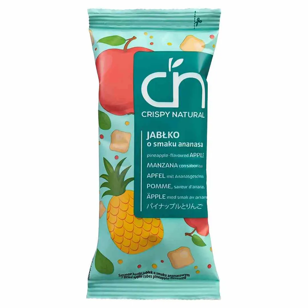 Mele naturali croccanti essiccate al succo d'ananas 12 g cubetti