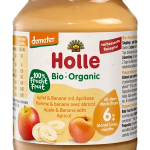 MELE-BANANE-ALBICOCCHE SENZA ZUCCHERO DA 6 MESI DEMETER BIO 190 g (barattolo) - HOLLE