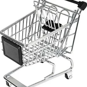 Mini Contenitore Carrello Per La Spesa Acciaio Cromato E Plastica Nera Mm 135 X 135 X 90
