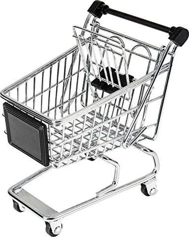 Mini Contenitore Carrello Per La Spesa Acciaio Cromato E Plastica Nera Mm 135 X 135 X 90