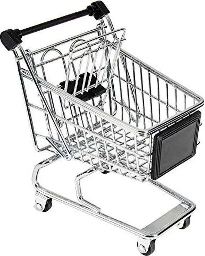 Mini Contenitore Carrello Per La Spesa Acciaio Cromato E Plastica Nera Mm 135 X 135 X 90