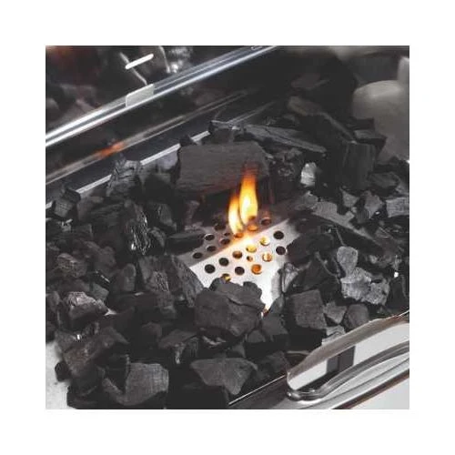 Ompagrill Barbecue Carbonella Con Coperchio e Carrello Con Doghe Legno Massello