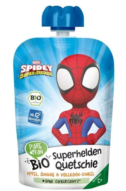 Purea di mele e banane con farro BIO 100 g Spidey