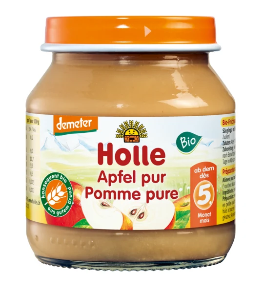 Purea di mele senza glutine da 5 mesi DEMETER BIO 125 g (Vasetto) - HOLLE